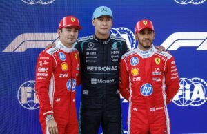 Russell caza la ‘pole’ seguido de los Ferrari y Verstappen se estrella contra el muro de su casa