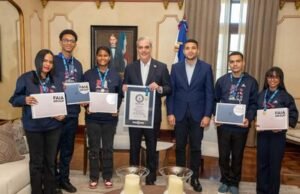 Abinader recibe a estudiantes rompieron récord Guinness de lectura